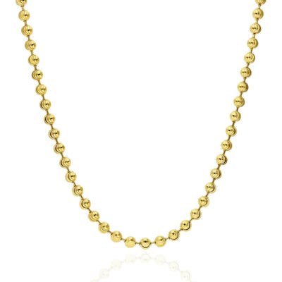 Yellow Gold Over Sterling Silver 4mm Ball Bead Moon-Cut Chain (Hollow) 18"-30"