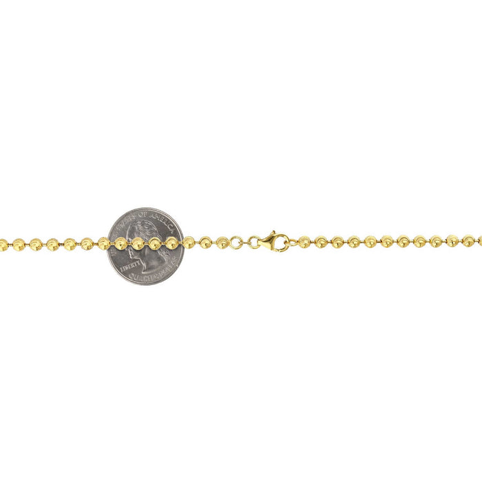 Yellow Gold Over Sterling Silver 4mm Ball Bead Moon-Cut Chain (Hollow) 18"-30"