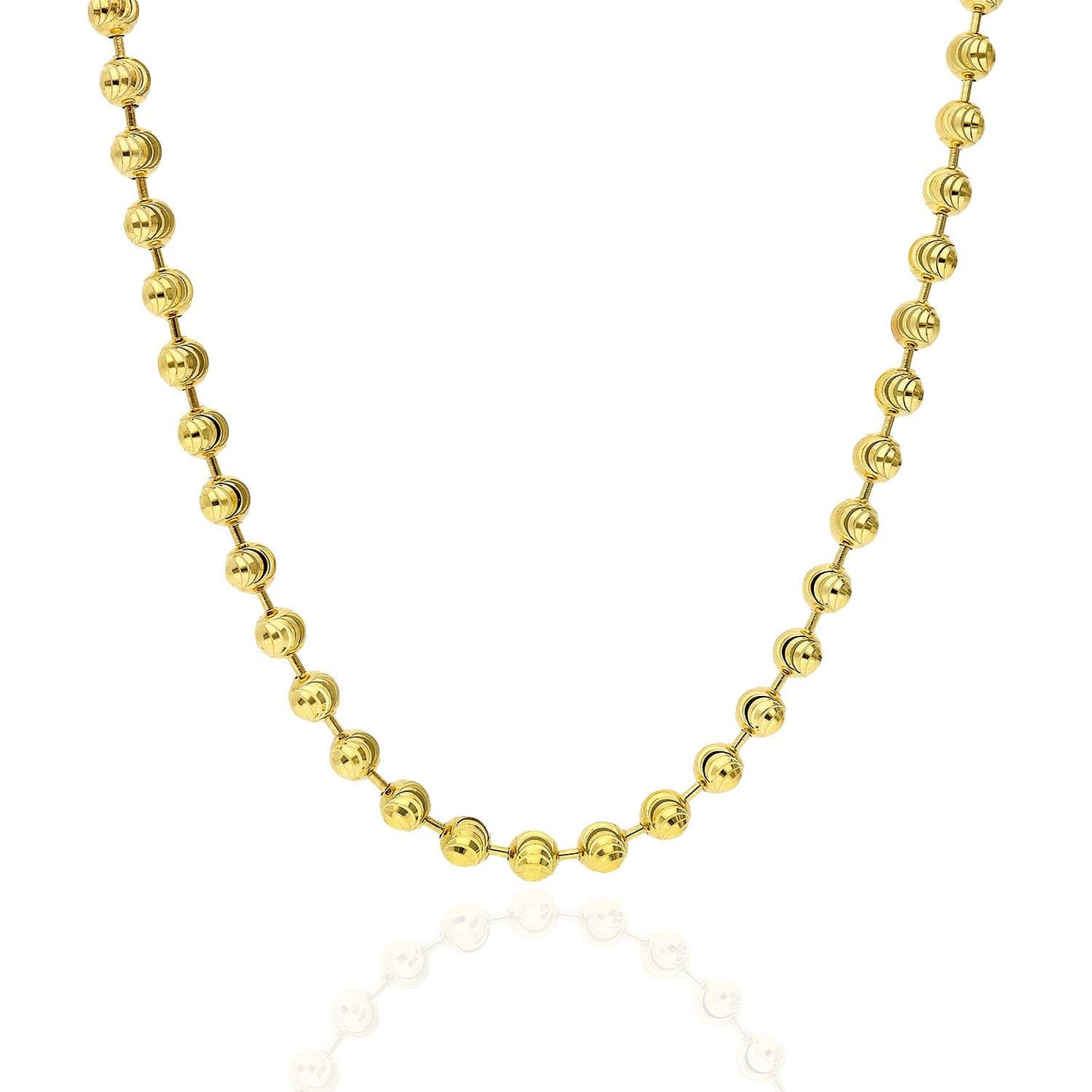 Yellow Gold Over Sterling Silver 5mm Ball Bead Moon Cut Chain Necklace 18"-30"