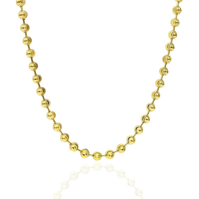 Yellow Gold Over Sterling Silver 5mm Ball Bead Moon-Cut Chain (Hollow) 18"-30"