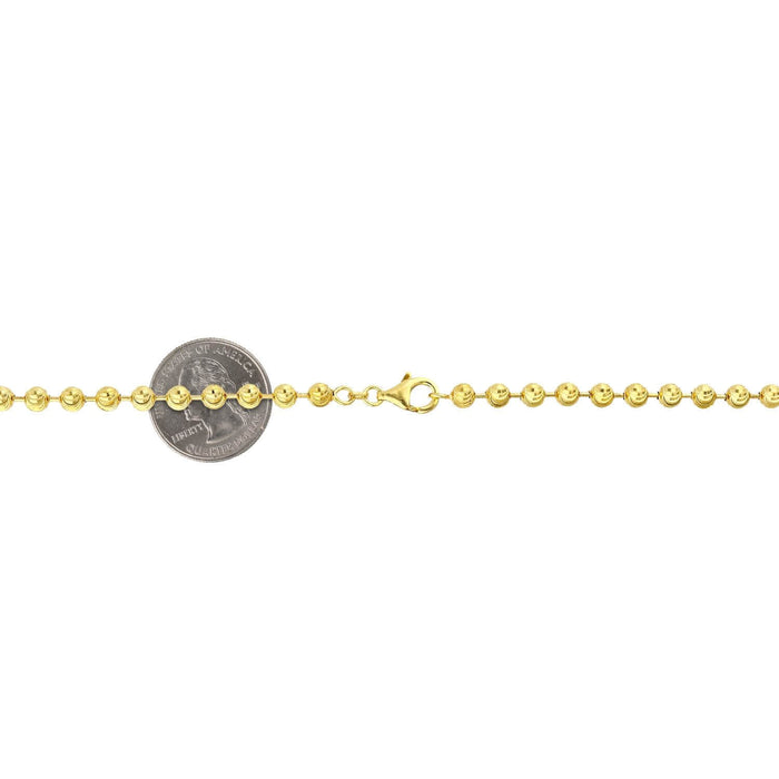 Yellow Gold Over Sterling Silver 5mm Ball Bead Moon-Cut Chain (Hollow) 18"-30"