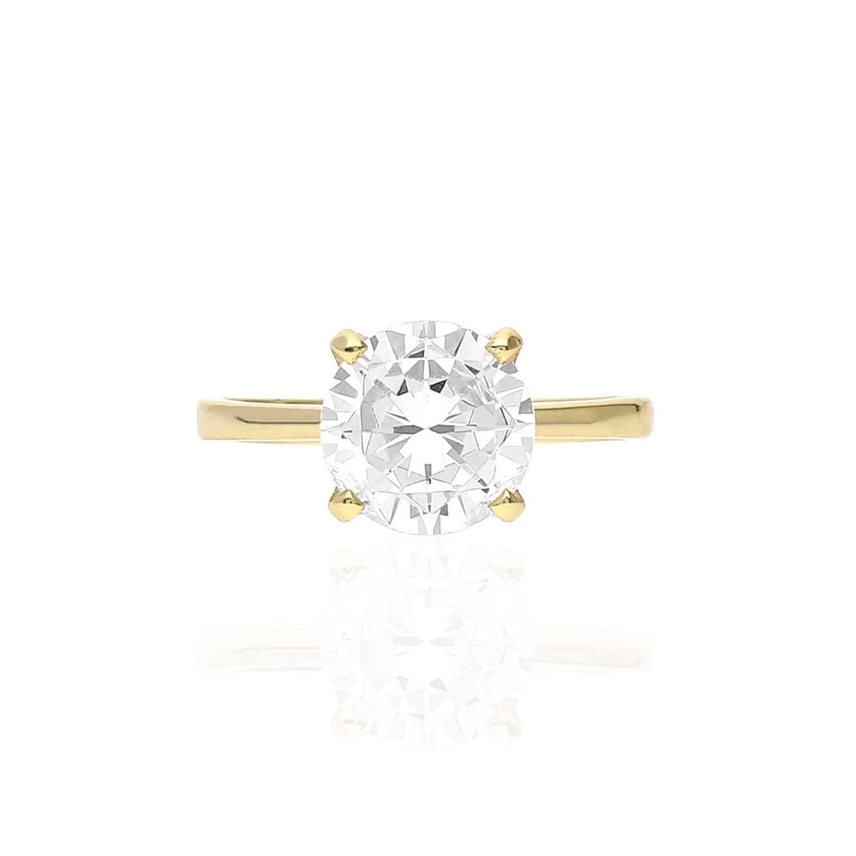 Yellow Gold Over Sterling Silver CZ Brilliant Solitaire Engagement Ring 0.85-3ct