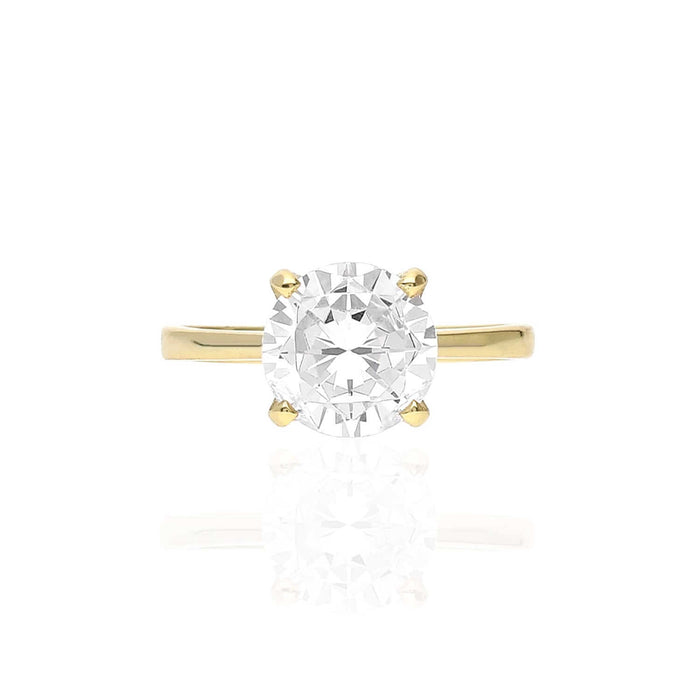 Yellow Gold Over Sterling Silver CZ Brilliant Solitaire Engagement Ring 0.85-3ct