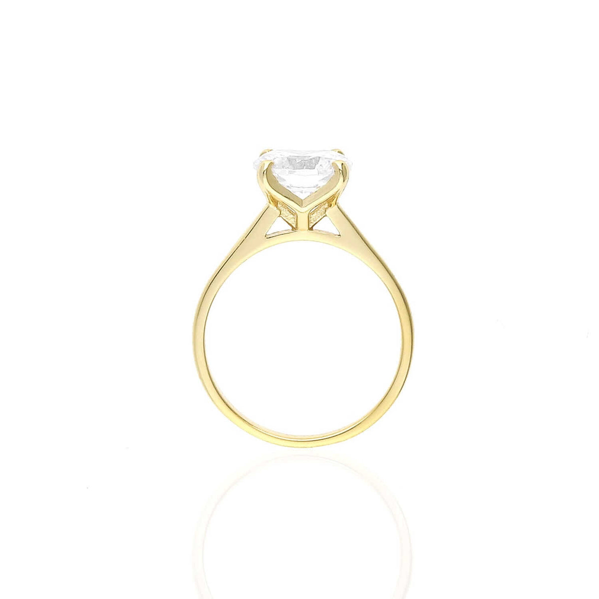 Yellow Gold Over Sterling Silver CZ Brilliant Solitaire Engagement Ring 0.85-3ct