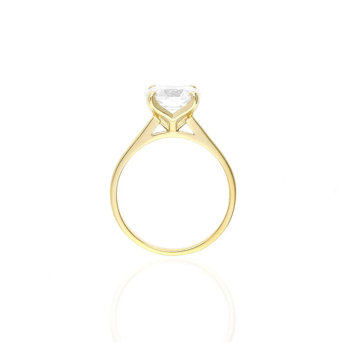 Yellow Gold Over Sterling Silver CZ Brilliant Solitaire Engagement Ring 0.85-3ct