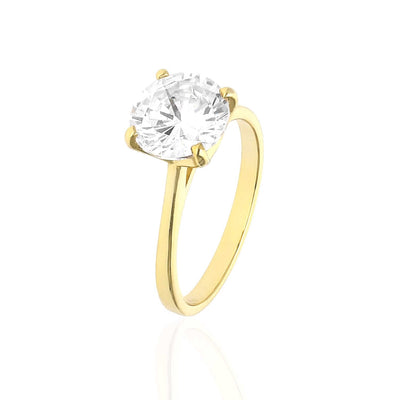 Yellow Gold Over Sterling Silver CZ Brilliant Solitaire Engagement Ring 0.85-3ct