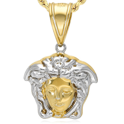 10K Yellow Gold-Filled Medusa Head Pendant1.5"