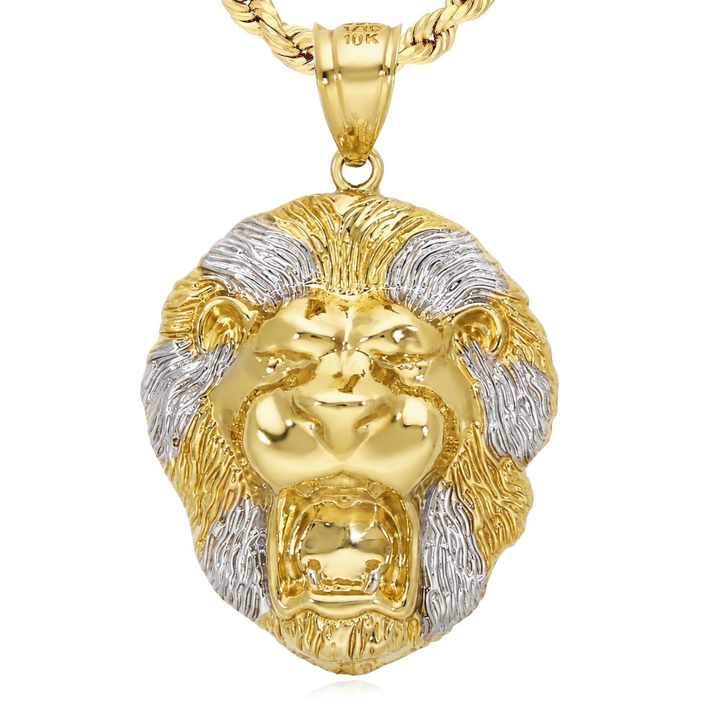 10K Yellow Gold-Filled Lion Face Pendant 1.4" 1.6" 1.8"