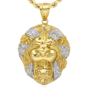 10K Yellow Gold-Filled Lion Face Pendant 1.4" 1.6" 1.8"