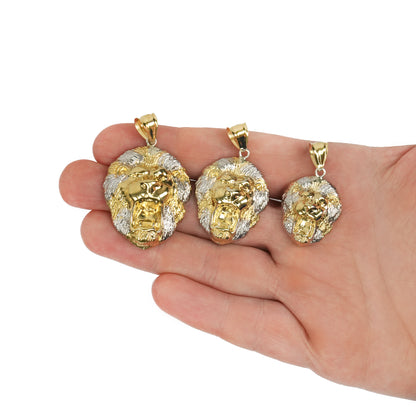 10K Yellow Gold-Filled Lion Face Pendant 1.4" 1.6" 1.8"