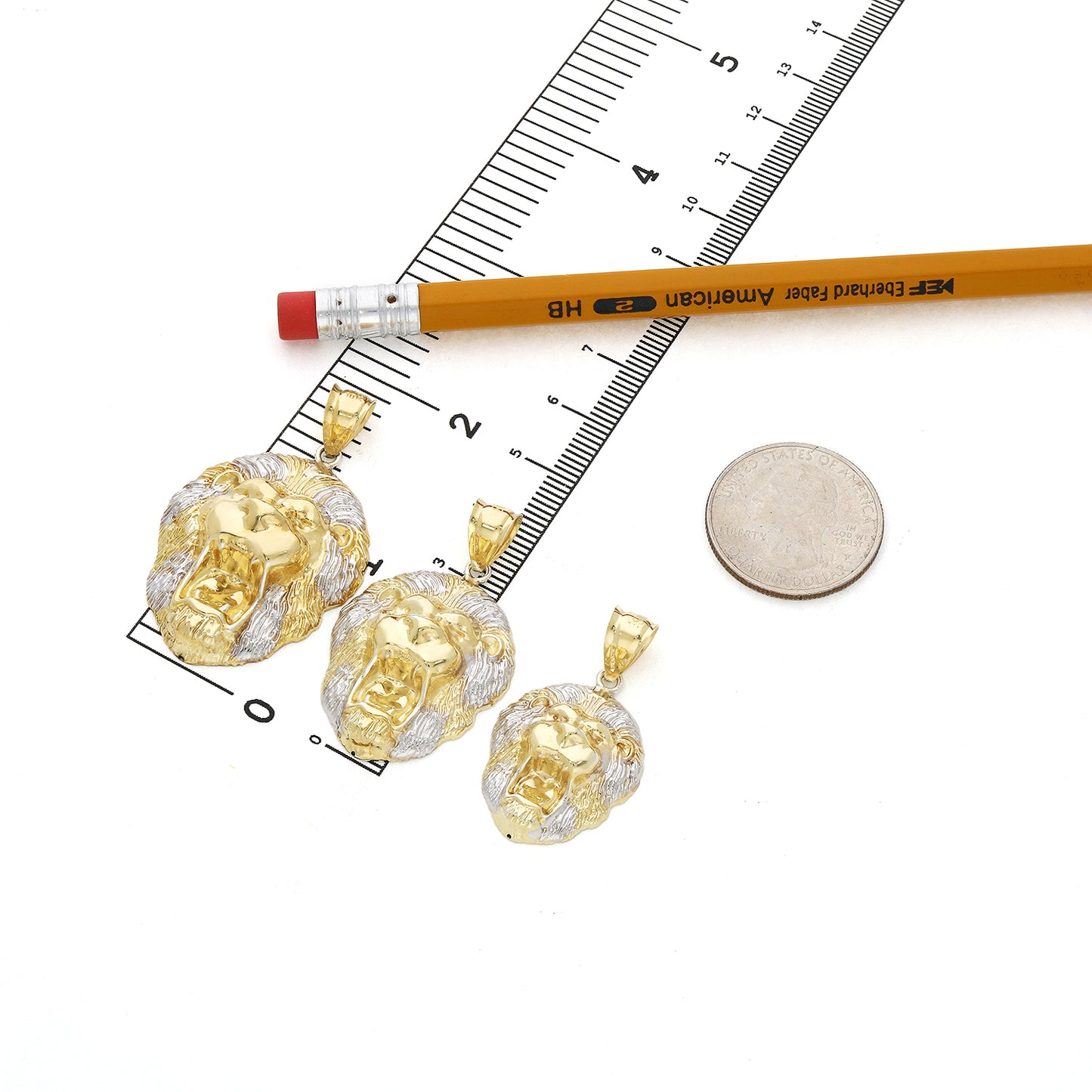 10K Yellow Gold-Filled Lion Face Pendant 1.4" 1.6" 1.8"