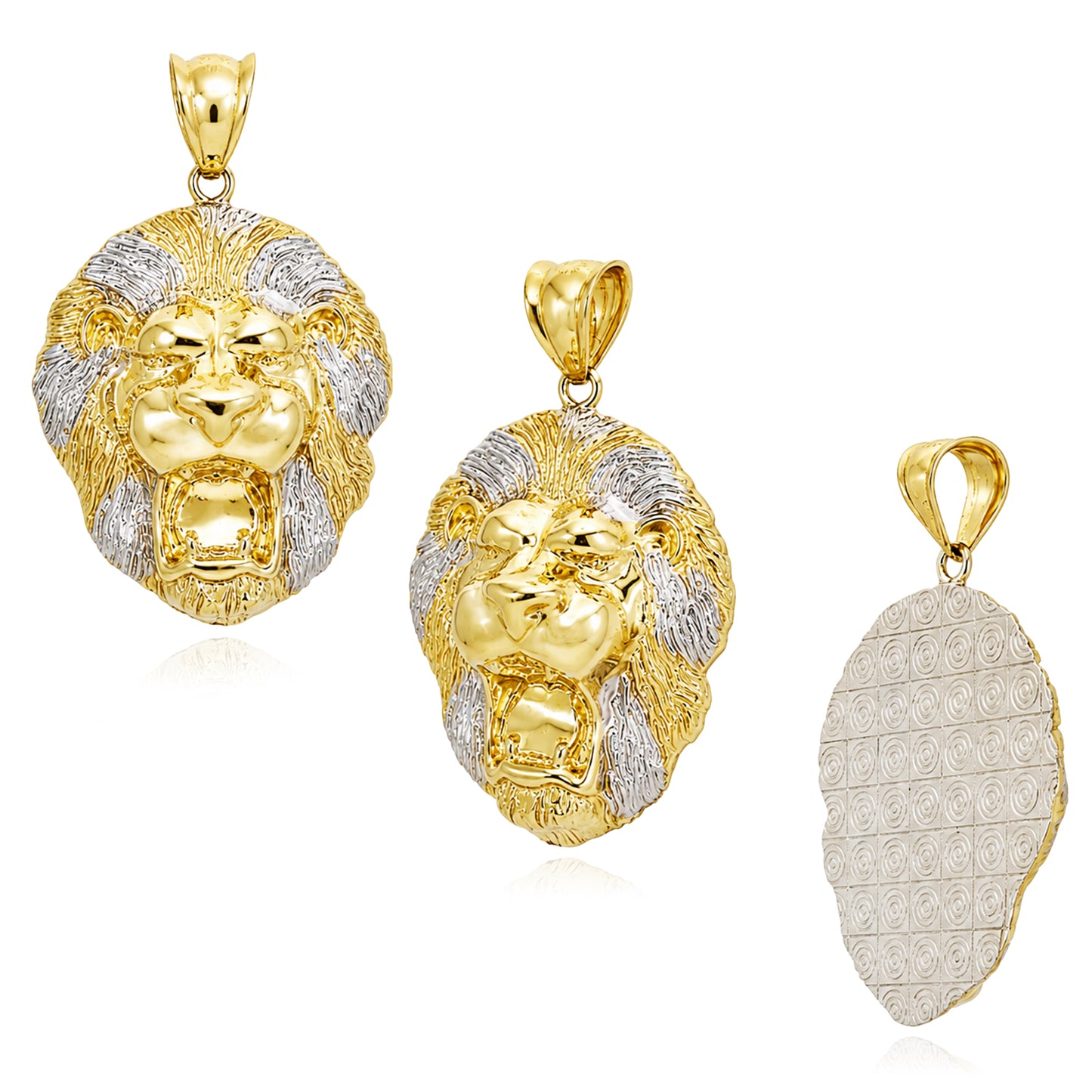 10K Yellow Gold-Filled Lion Face Pendant 1.4" 1.6" 1.8"