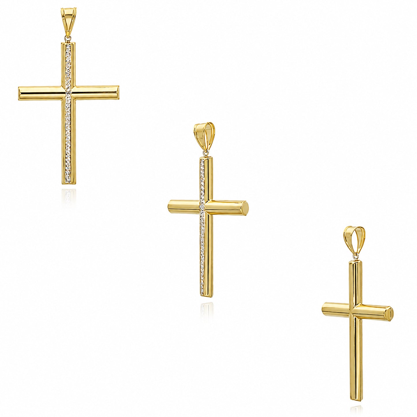10K Yellow Gold-Filled Two-Tone Religious Cross Pendant 3.3"