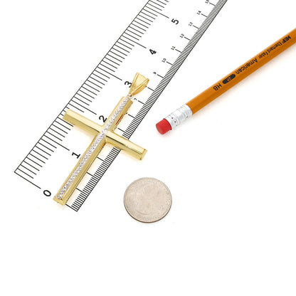 10K Yellow Gold-Filled Two-Tone Religious Cross Pendant 3.3"