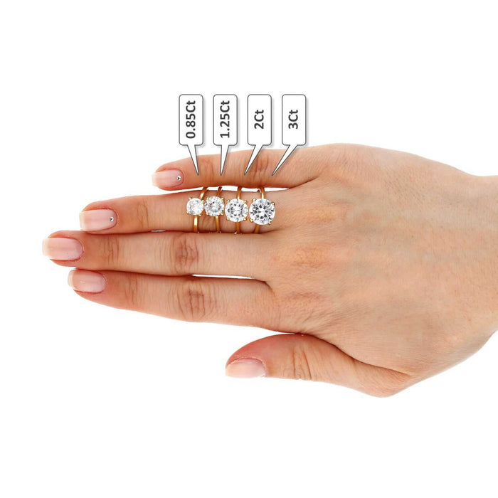 Yellow Gold Over Sterling Silver CZ Brilliant Solitaire Engagement Ring 0.85-3ct