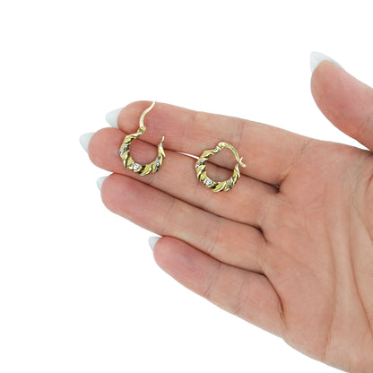 10K Yellow Gold-Filled Octagon Heart Hoop Earrings 18mm