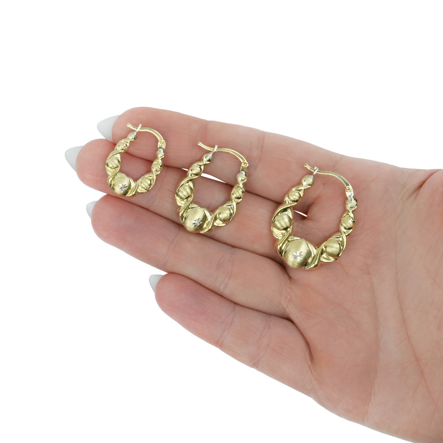 10K Yellow Gold-Filled Puffed XO Hoop Earrings 23mm, 28mm, 32mm
