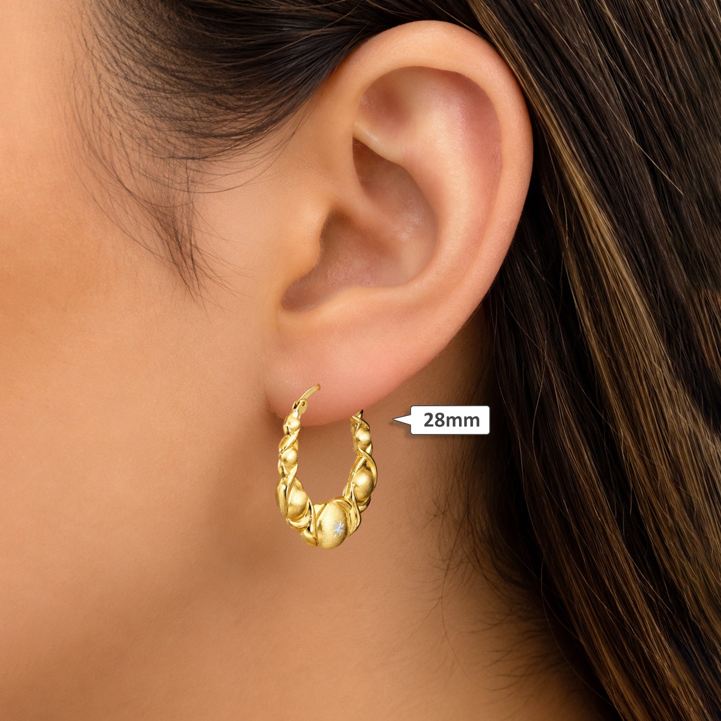 10K Yellow Gold-Filled Puffed XO Hoop Earrings 23mm, 28mm, 32mm