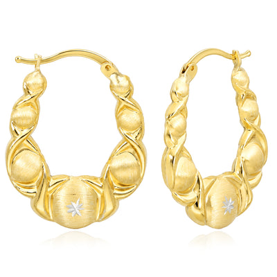 10K Yellow Gold-Filled Puffed XO Hoop Earrings 23mm, 28mm, 32mm