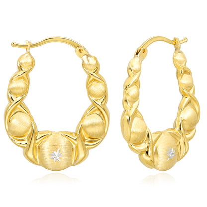 10K Yellow Gold-Filled Puffed XO Hoop Earrings 23mm, 28mm, 32mm