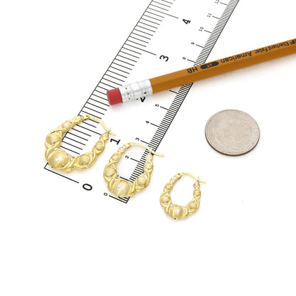 10K Yellow Gold-Filled Puffed XO Hoop Earrings 23mm, 28mm, 32mm