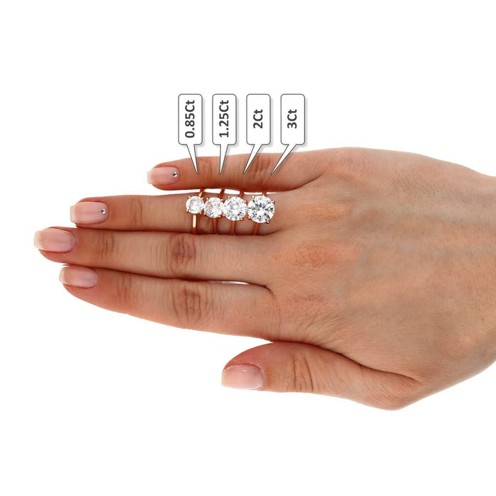 Rose Gold Over Sterling Silver CZ Brilliant Solitaire Engagement Ring 0.85-3ct