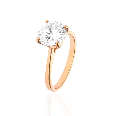 Rose Gold Over Sterling Silver CZ Brilliant Solitaire Engagement Ring 0.85-3ct
