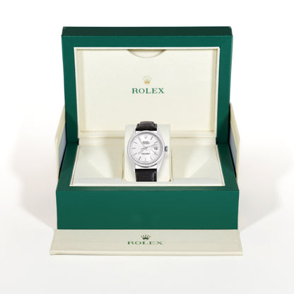 36mm Rolex Datejust 16013 White Dial 18K Gold Bezel Leather Men's Watch