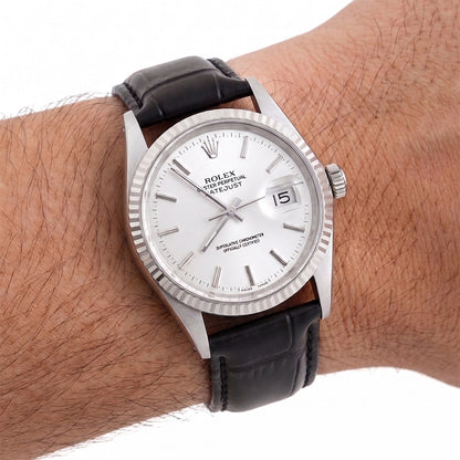 Rolex watch on a wrist with a white background [lifestyle]