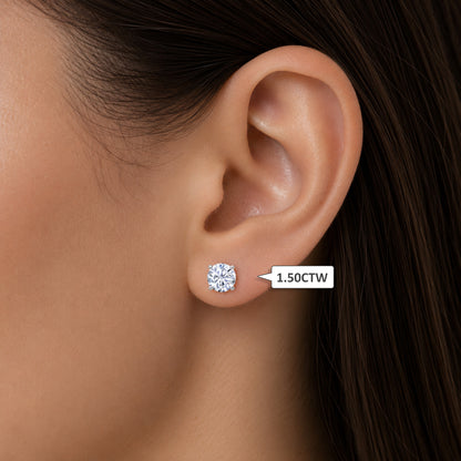 Single Charles & Colvard Forever One Moissanite 14K Gold Stud Earring