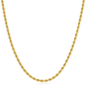 10K Yellow Gold-Filled 2.6mm Rope Chain (Hollow) 18"-24"