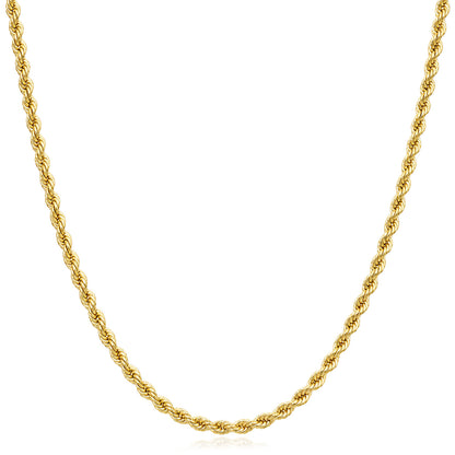 10K Yellow Gold-Filled 2.6mm Rope Chain (Hollow) 18"-24"