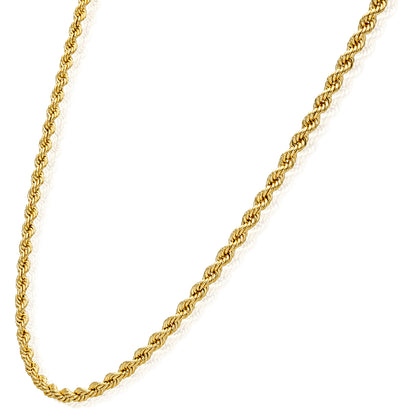 10K Yellow Gold-Filled 2.6mm Rope Chain (Hollow) 18"-24"