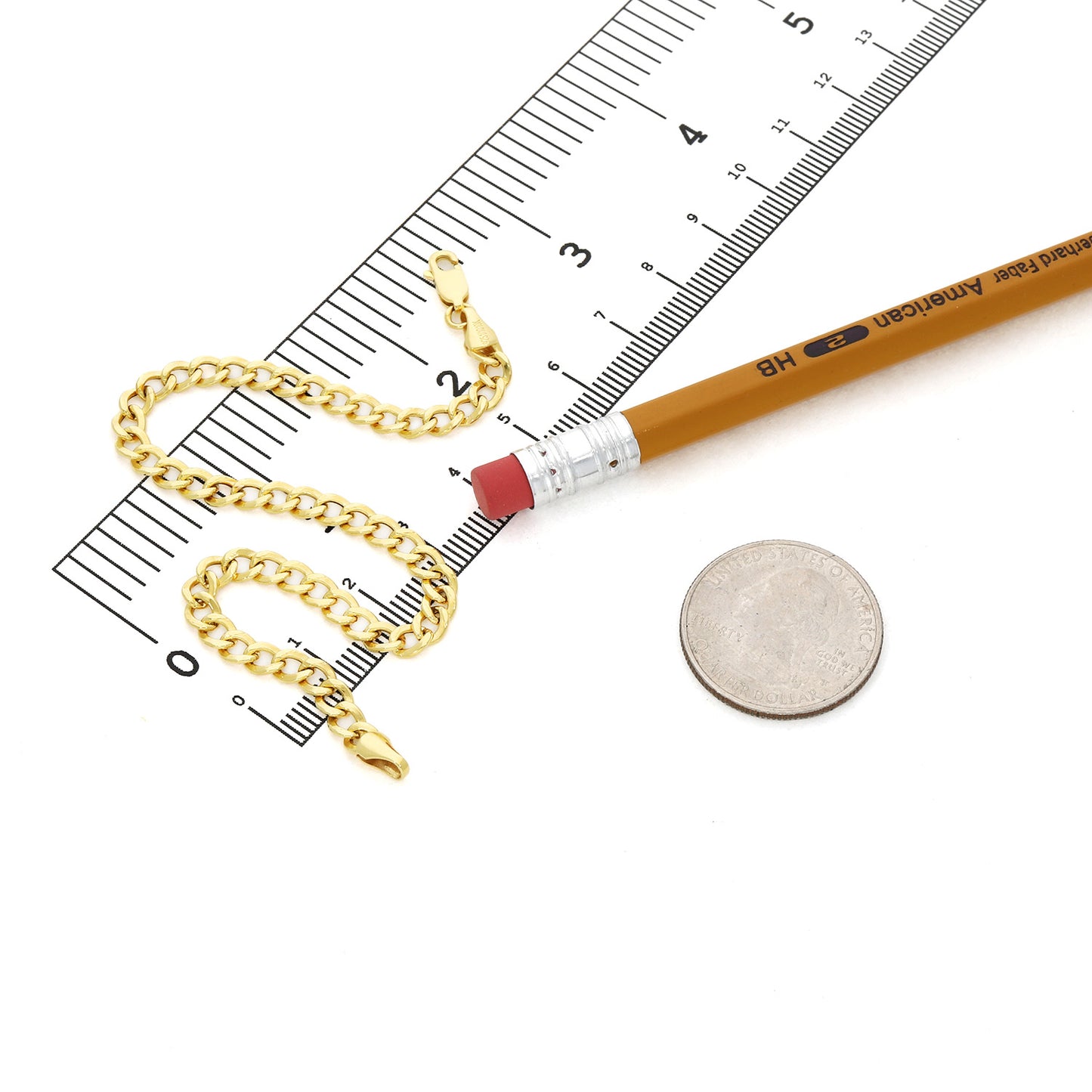 10K Yellow Gold-Filled 4mm Miami Link Bracelet (Hollow) 8"