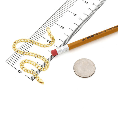 10K Yellow Gold-Filled 4mm Miami Link Bracelet (Hollow) 8"
