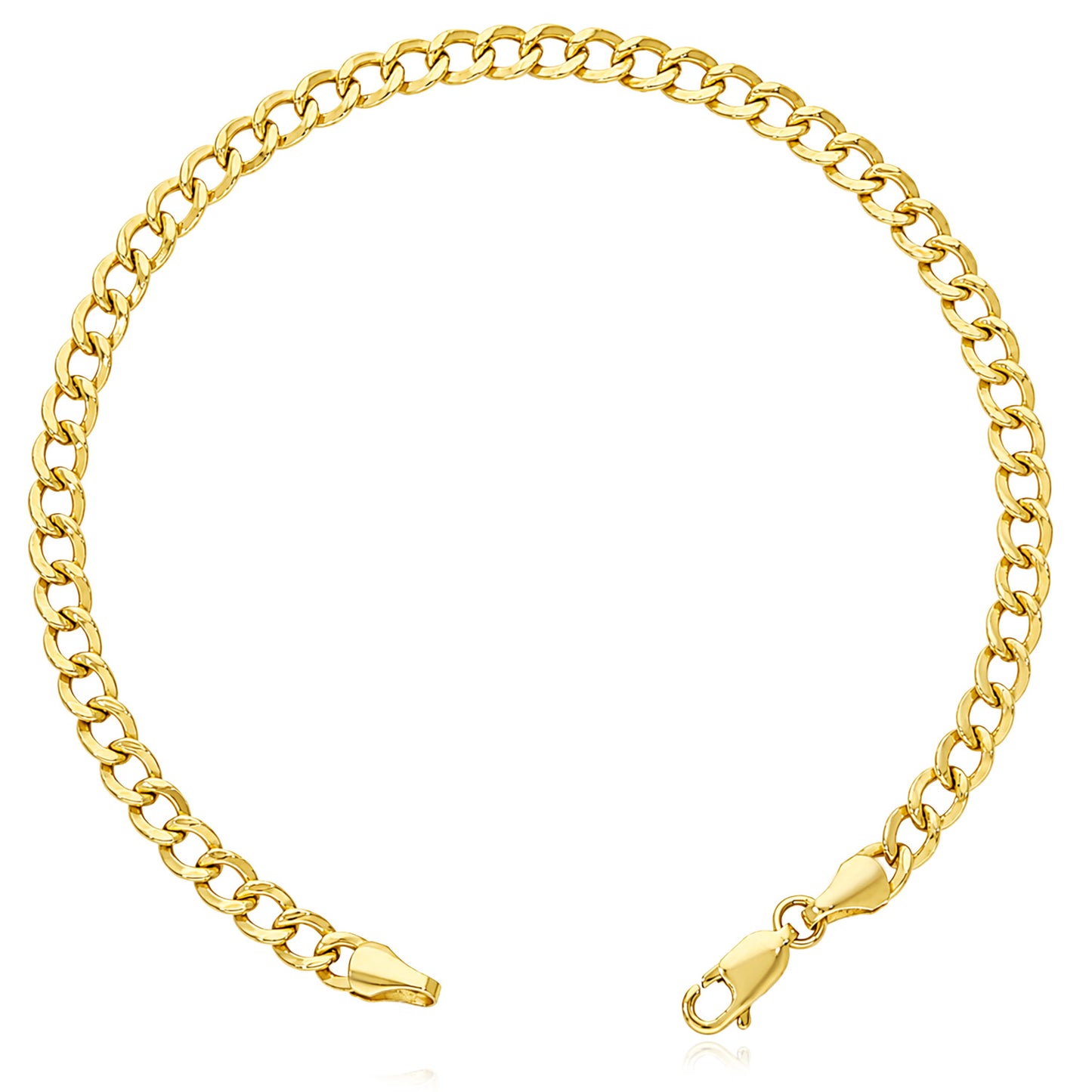 10K Yellow Gold-Filled 4mm Miami Link Bracelet (Hollow) 8"