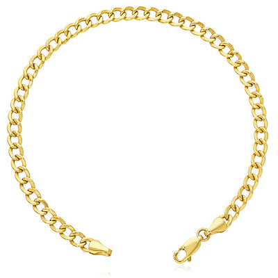 10K Yellow Gold-Filled 4mm Miami Link Bracelet (Hollow) 8"