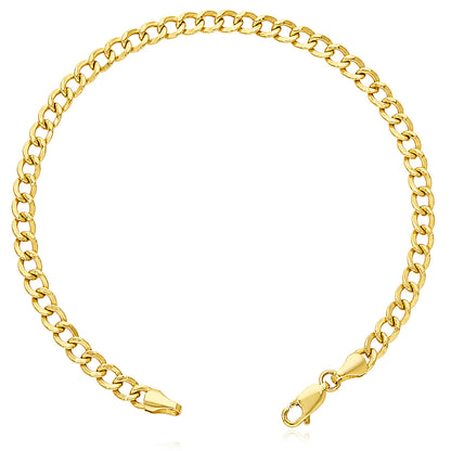10K Yellow Gold-Filled 4mm Miami Link Bracelet (Hollow) 8"