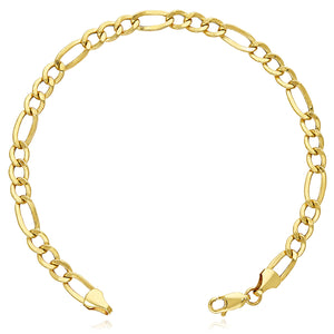 10K Yellow Gold-Filled 5mm Figaro Link Bracelet (Hollow) 8"