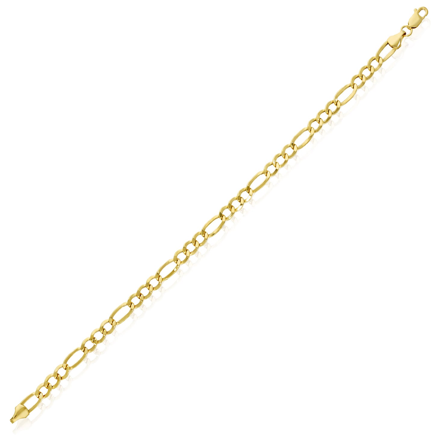 10K Yellow Gold-Filled 5mm Figaro Link Bracelet (Hollow) 8"