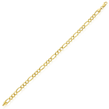 10K Yellow Gold-Filled 5mm Figaro Link Bracelet (Hollow) 8"
