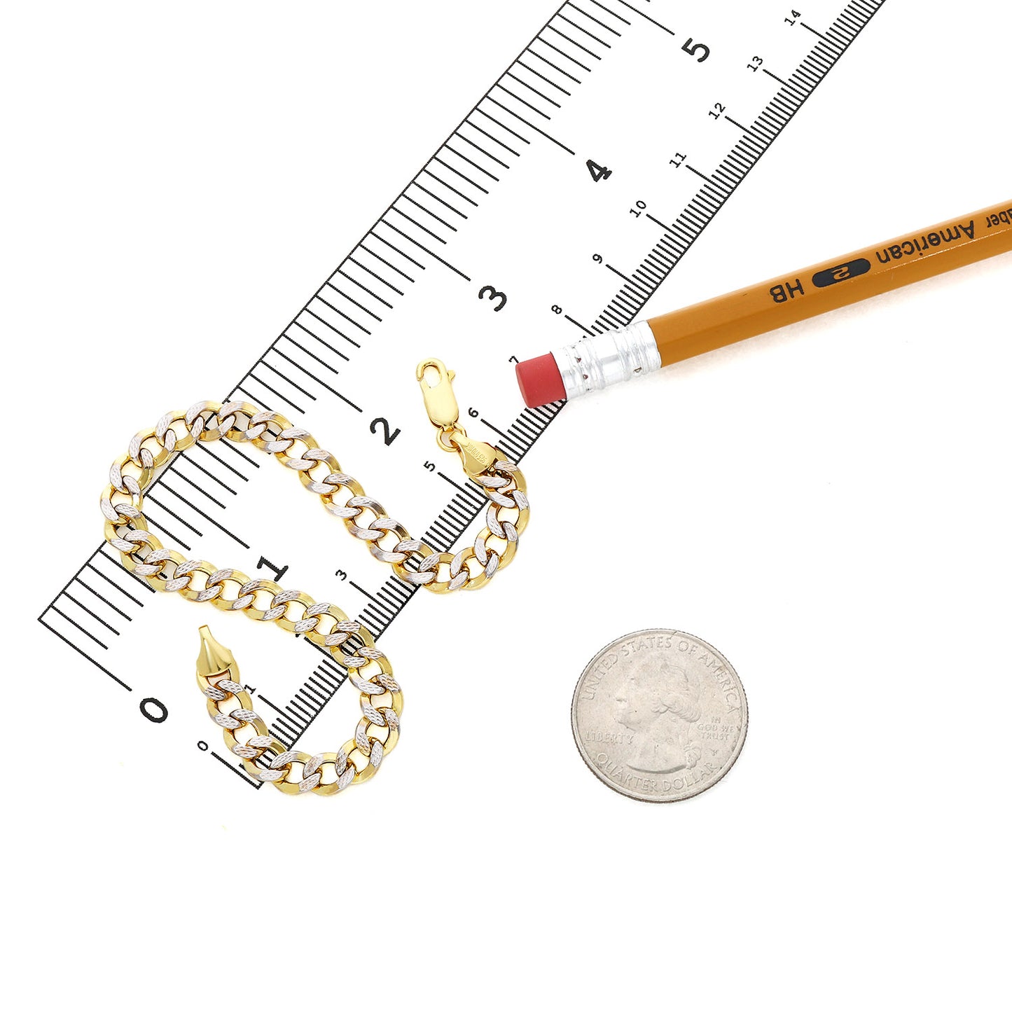 10K Two-Tone Gold-Filled 6mm Miami Link Bracelet (Hollow) 8"