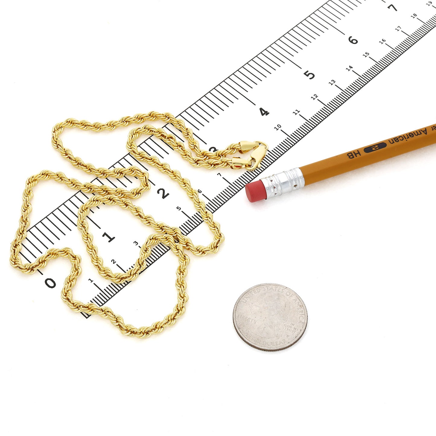 10K Yellow Gold-Filled 3.6mm Rope Chain (Hollow) 18"-24"