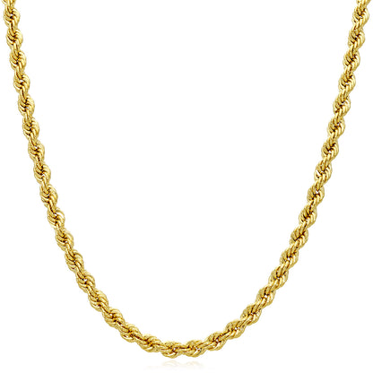10K Yellow Gold-Filled 3.6mm Rope Chain (Hollow) 18"-24"
