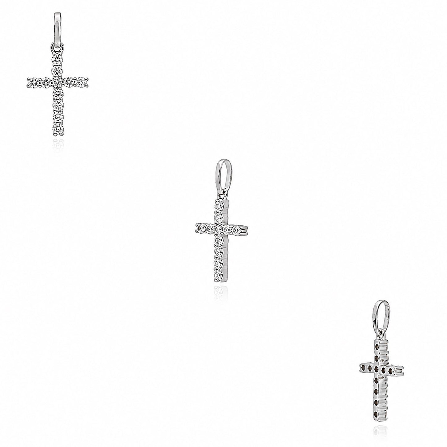 0.15 CTW Lab-Grown Diamond 14K White Gold Cross Pendant 0.6"