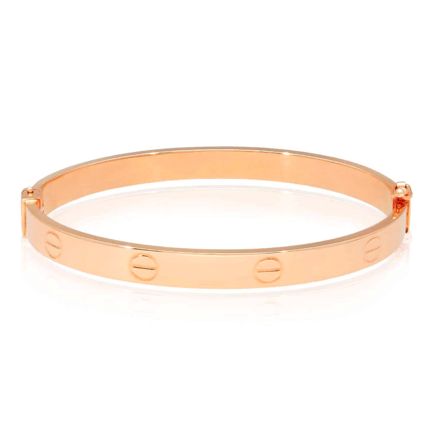 10K Rose Gold 6mm Screw Pattern Bangle Bracelet (Hollow) 6.5"-7.25"