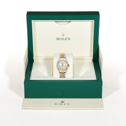 26mm Rolex Datejust 69173 Original White Dial Fluted 18k Yellow Gold Bezel Watch
