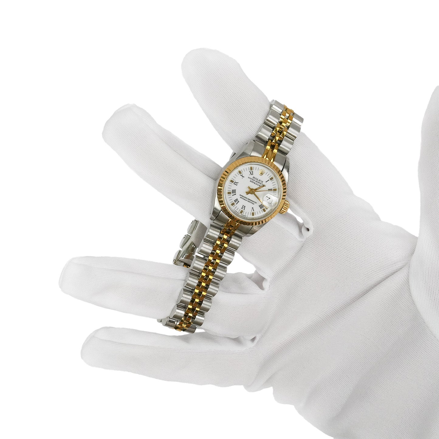 26mm Rolex Datejust 69173 Original White Dial Fluted Bezel Jubilee Band Watch