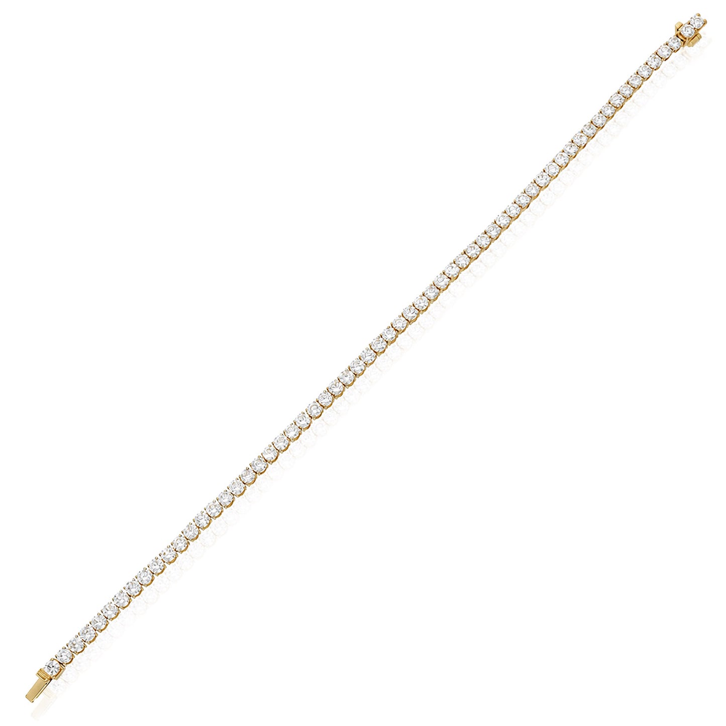 5.24TCW Lab-Grown Diamond 14k Yellow Gold 2.8mm Tennis Bracelet 7"