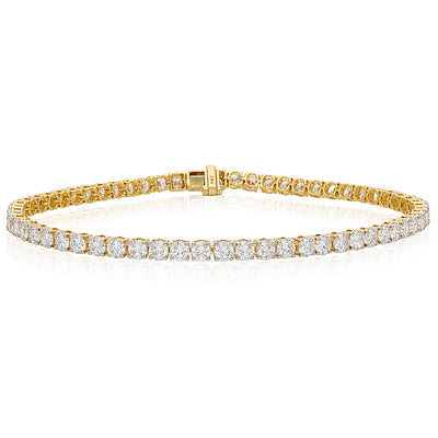 5.24TCW Lab-Grown Diamond 14k Yellow Gold 2.8mm Tennis Bracelet 7"